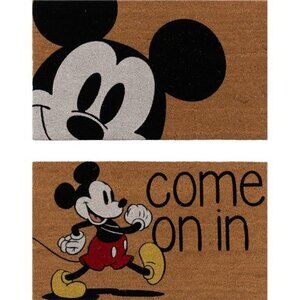 Mickey Mouse Coir Front Door Mat (2-Pack) | Mats for Home Entrance | Retro